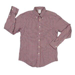 Brooks Brothers Regent Shirt Mens Medium M Red Gingham Check Button Down Casual